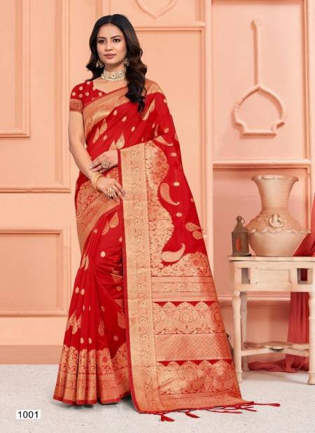 Red Colour Plazzo Silk Vol 5 By Bunawat Wedding Wear Silk Sarees Manufacturers 1001