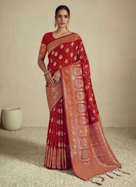 Red Colour Pulkit By Bunawat Silk Wedding Sarees Wholesale Market In Surat 1005