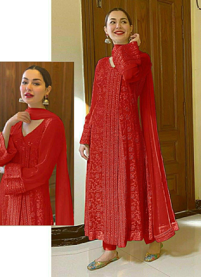 Red Colour R 346 Designer Wholesale Anarkali Salwar Suit Catalog R 346 Red