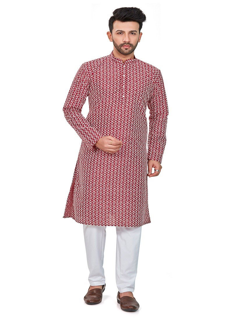 Red Colour RFSK 0013 Kurta Pajama Catalog 10