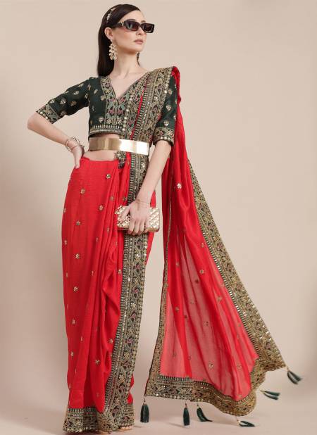 Red Colour Radhe By Fashion Lab 1011 To 1016 Designer Sarees Catalog 1015