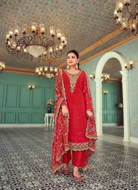 Red Colour Raheda By Radha Trendz Georgette Embroidery Salwar Kameez Suppliers In India 1194