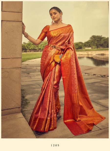 Red Colour Rajtex 1201 TO 1206 Handwoven Silk Sarees Wholesale Suppliers In Mumbai 1205