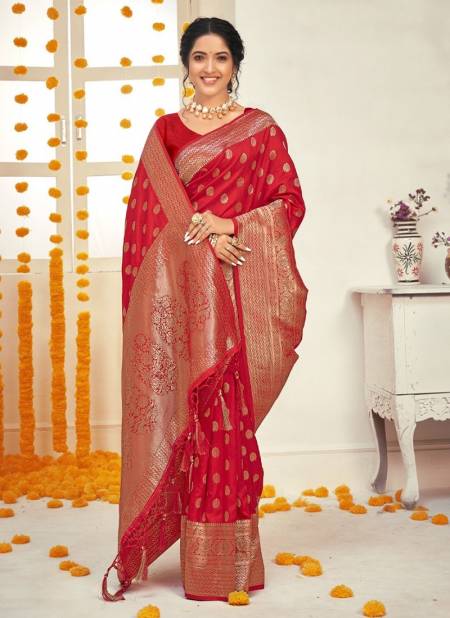 Red Colour Ratnamoti Exclusive Wear Wholesale Silk Sarees Catalog 3443