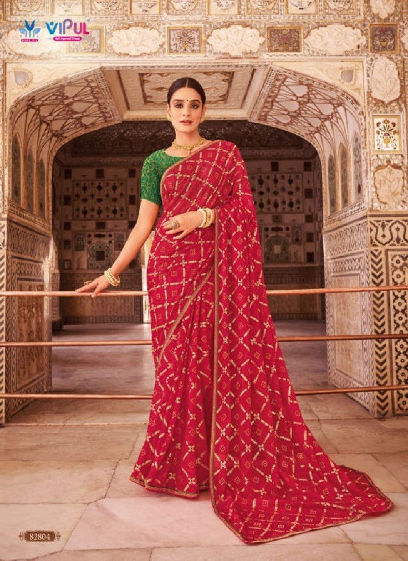 Red Colour Roshni Vol 2 By Vipul Chiffon Wholesale Sarees In India 82804