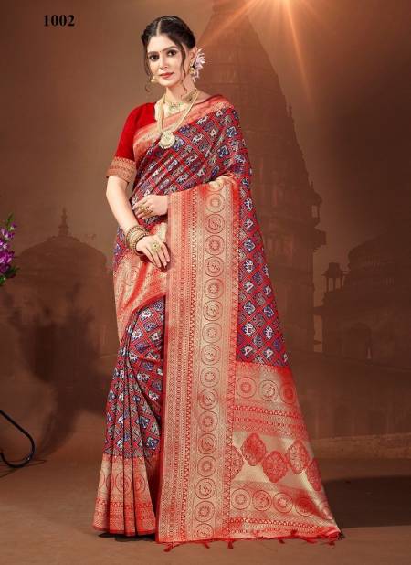 Red Colour Ruchi By Sangam Wedding Saree Catalog 1002