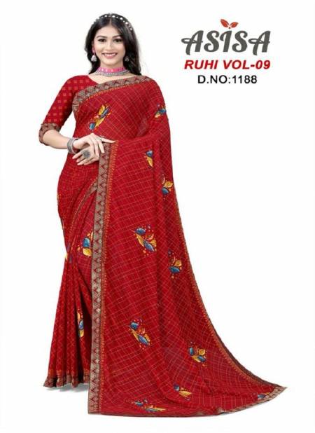 Red Colour Ruhi Vol 9 By Asisa Printed Daily Wear Saree Catalog 1188