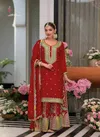 Red Colour Safroon Vol 3 By Eba Chinon Karwa Special Readymade Suits Wholesalers In India 1702