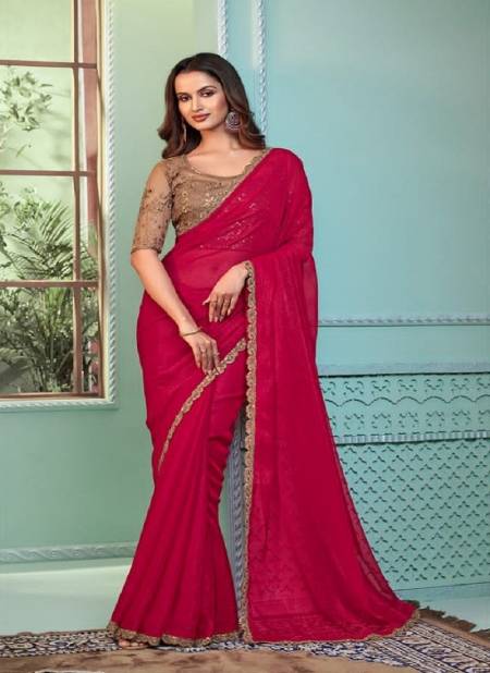 Red Colour Salsa Style 3 By TFH Party Wear Designer Sarees Wholesale Clothing Suppliers In India SLS-7801