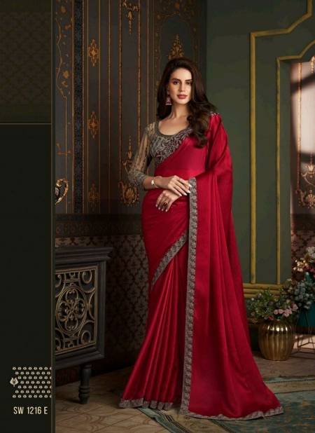 Red Colour Sandalwood 12th Edition Hits By TFH Fancy Fabric Designer Party Wear Wholesale Online SW 1216 E