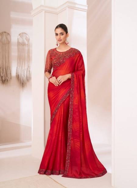 Red Colour Sandalwood Vol 13 By TFH Designer Party Wear Saree Suppliers SW-1301