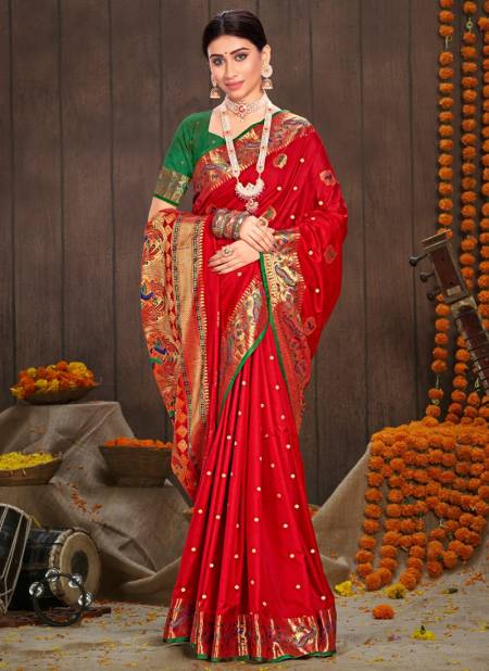 Red Colour Sarika Silk Wedding Wear Wholesale Designer Sarees 2304