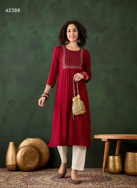 Red Colour Sasya By Mahotsav Daily Wear Desginer Kurtis Wholesale Price In Surat 45388