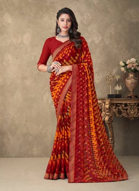 Red Colour Savera 7th Edition By Ruchi Daily Wear Saree Catalog 24001 A