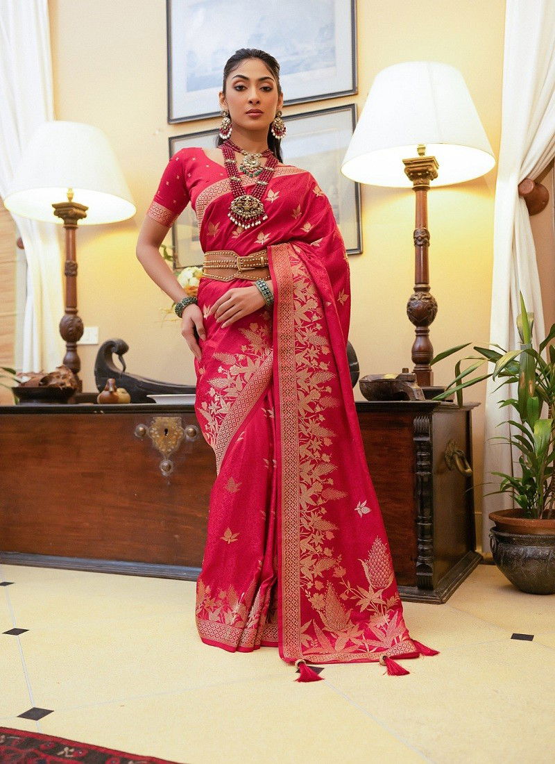 Red Colour Scarlett Vol 2 By Kira Satin Silk Wedding Wear Saree Exporters In India K-2209