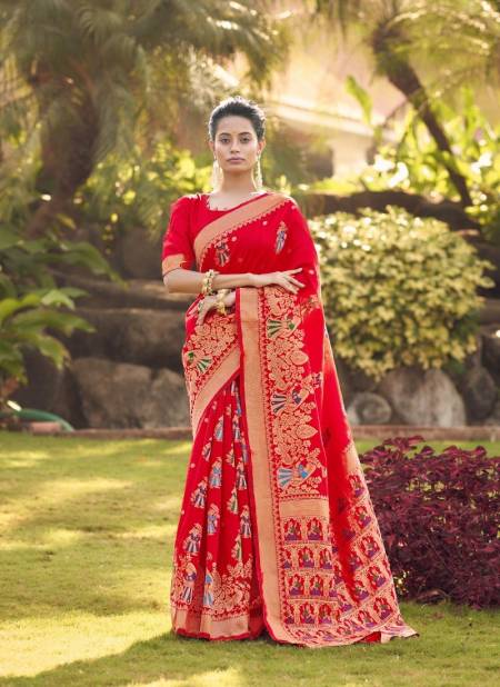 Red Colour Selmae By The Fabrica 18001 To 18006 Silk Saree Catalog 18005