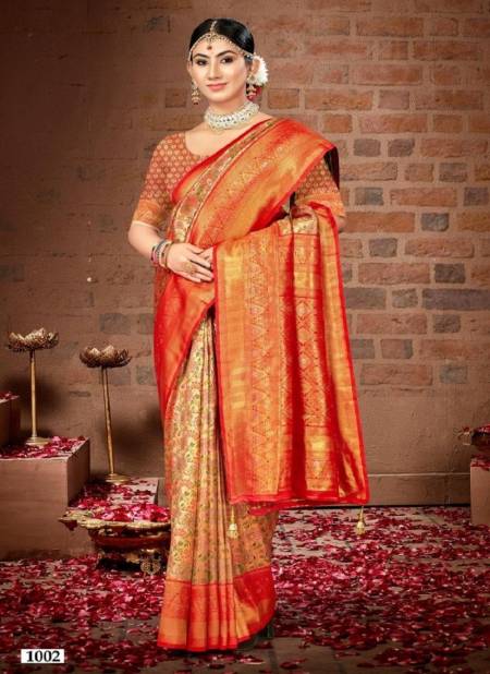 Red Colour Sheela Vol 32 By Bunawat Silk Wedding Sarees Wholesale Online 1002