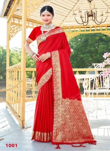 Red Colour Sidhiksha Satin By Bunawat Wedding Wear Silk Wholesale Sarees Manufactures 1001