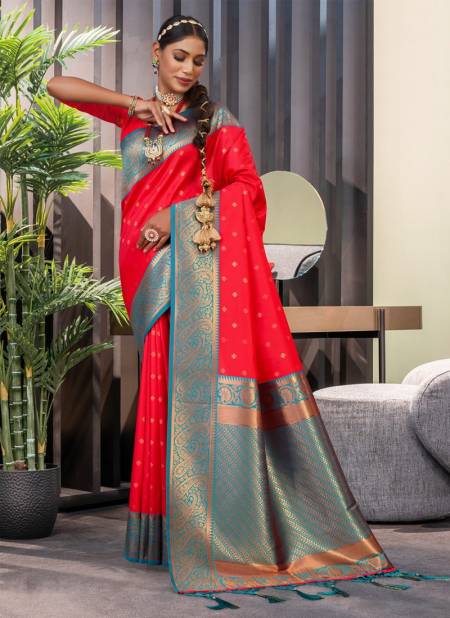 Red Colour Silk N Silk 14001 To 14006 Designer Saree Catalog 14001