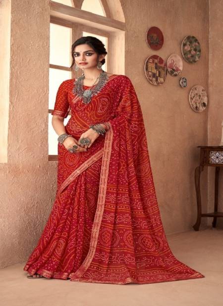 Red Colour Vol18 By Ruchi Chiffon sarees Catalog 25802-D