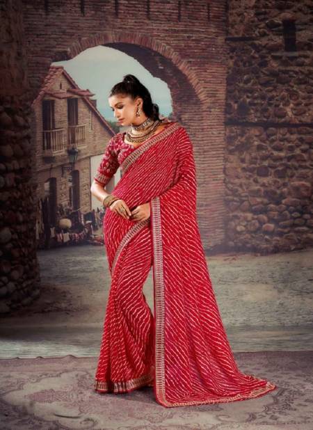 Red Colour Siya By Mahamani Creation Georgette With Heavy Border Saree Catalog 1003