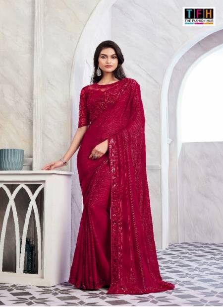 Red Colour Silver Screen Vol 19 By Tfh Heavy Designer Party Wear Sarees Wholesale Suppliers In India 29018