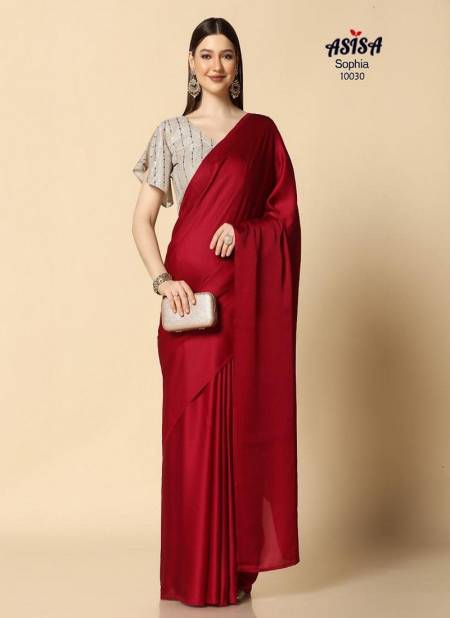 Red Colour Sophia By Asisa Beautiful Burfi Silk Saree Catalog 10030