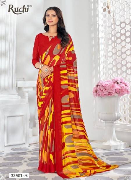 Red Colour Star Chiffon 159 By Ruchi Printed Daily Wear Sarees Orders In India 33501-A