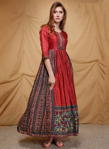 Red Colour Stylishta Vol 13 Wholesale Anarkali Gown Catalog 13002
