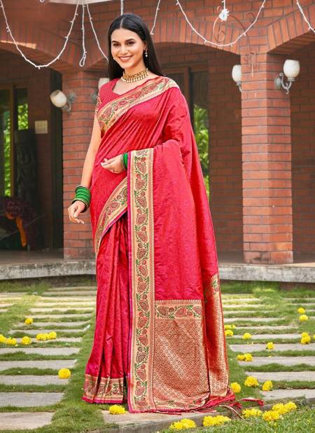 Red Colour Susobhana Silk By Bunawat Kanjivaram Silk Wedding Wear Sarees Wholesale Market In Surat 1002