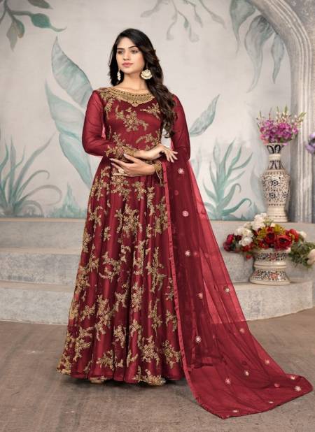 Red Colour Swagat 655 Colors Gown Catalog 655 C