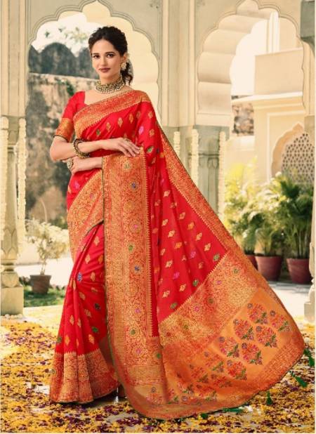 Red Colour Swarovski Silk By Pankh Designer Silk Saree Catalog 2205