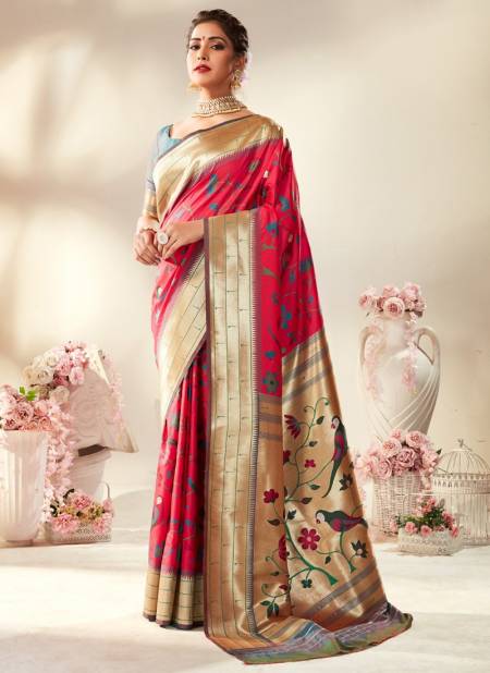 Red Colour Tanishq Paithani Silk Rajpath Exclusive Wear Wholesale Printed Sarees Catalog 99006