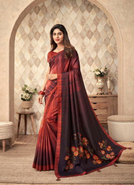 Red Colour Tulip Vol 4 By Anmol Printed Saree Catalog 401 Catalog