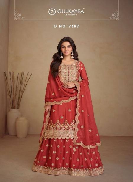 Red Colour Vaani Vol 3 By Gulkayra Chinon Readymade Suits Wholesale Market In Surat 7497