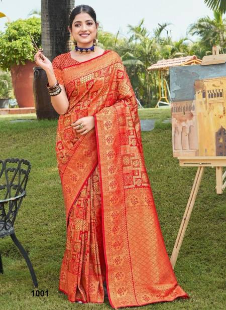 Red Colour Vaibhavi Silk Vol 3 By Sangam Kanjivaram Silk Designer Saree Catalog 1001