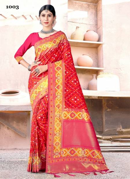 Red Colour Varmala By Sangam Silk Saree Catalog 1003