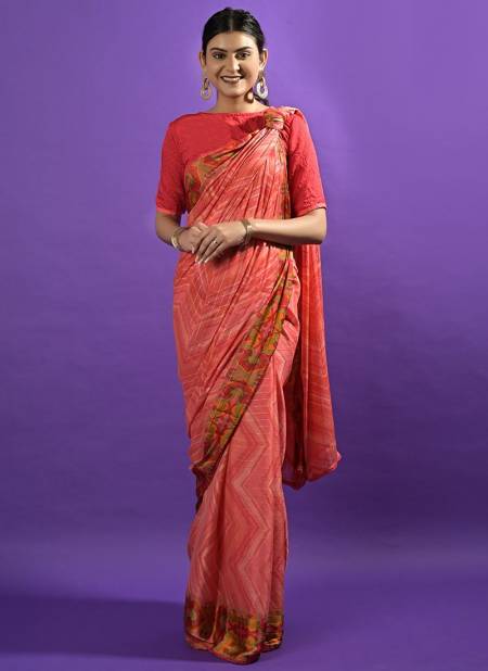 Red Colour Vasansi Printed Wholesale Daily Wear Sarees 6605