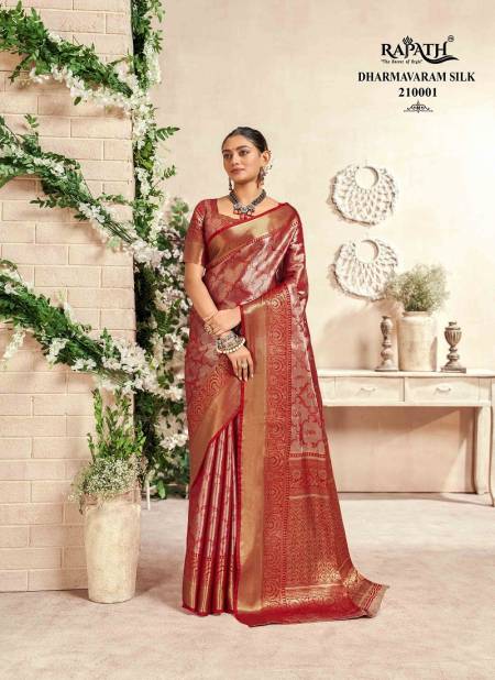 Red Colour Venkatgiri Silk By Rajpath Pure Dharmavaram Sarees Exporters In India 210001