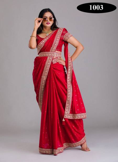 Red Colour Vinayak Vol 1 By Fashion Lab Silk Saree Catalog 1002