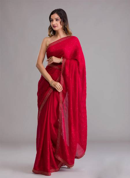 Red Colour Vinayak Vol 2 By Fashion Lab Georgette Saree Catalog 2003