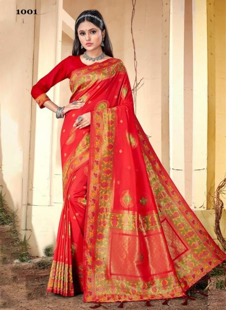 Red Colour Vishaka By Sangam Wedding Saree Catalog 1001