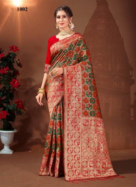 Red Colour Vishwa By Sangam Wedding Saree Catalog 1002