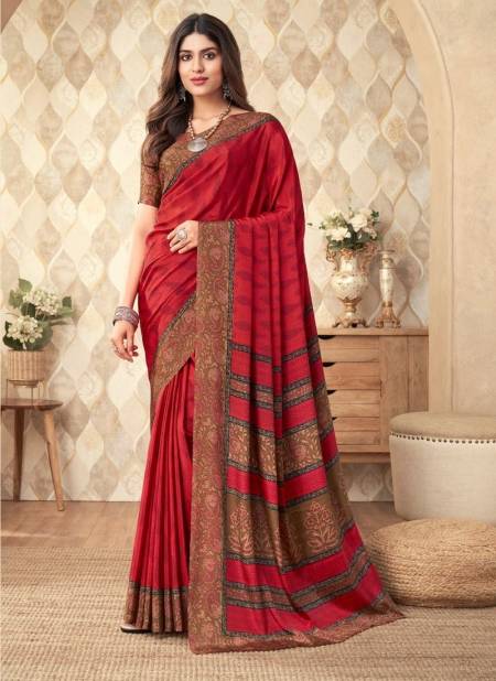 Red Colour Vivanta Silk 20th Edition By Ruchi Printed Saree Catalog 23101 A