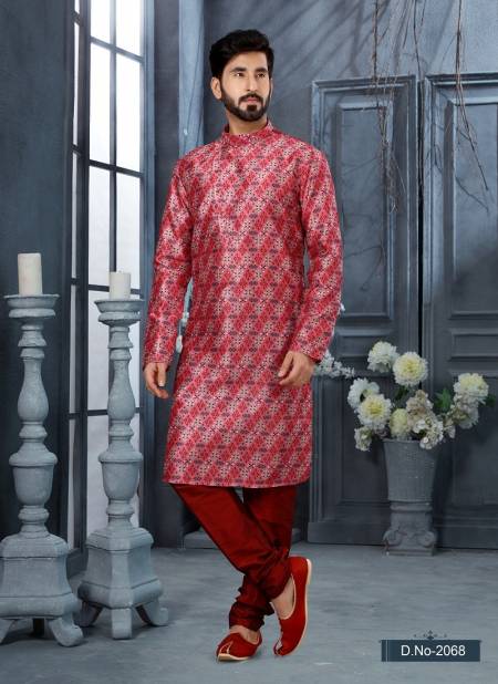 Red Colour Vol 10 Wedding Wear Mens Kurta Pajama Orders In India 2068