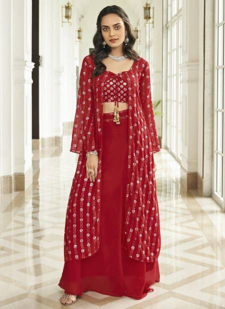 Red Colour Zainab Wholesale Designer Georgette Salwar Suit Catalog 133