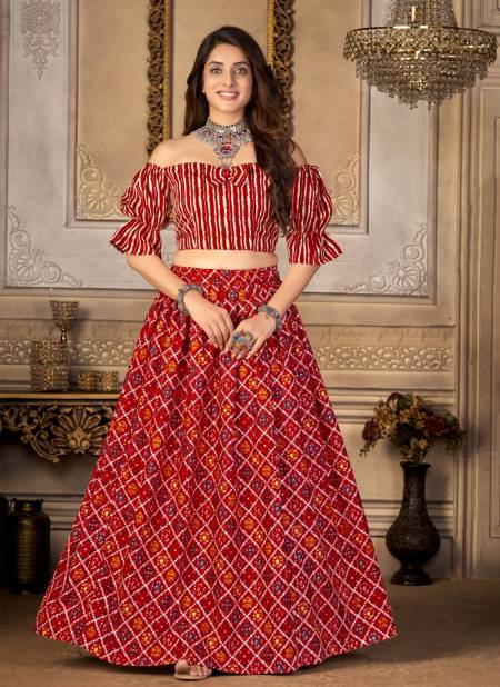 Red Colour Zeeya Raas 301 To 304 By Varni Fabrics Indo Western Lehenga Catalog 301
