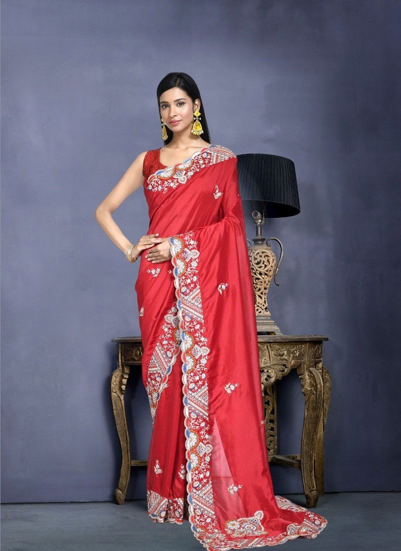 Red Colour kaavyani Vol 4 By Mahotsav Designer Party Wear Saree Exporters In India N8234 F