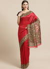 Red Designer Pinted Bhagalpuri Saree 60