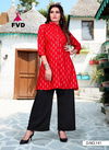 Red Elegant Regular Wear And Office wear Designer Foil Print Reyon Kurtis with Plazzo Collections